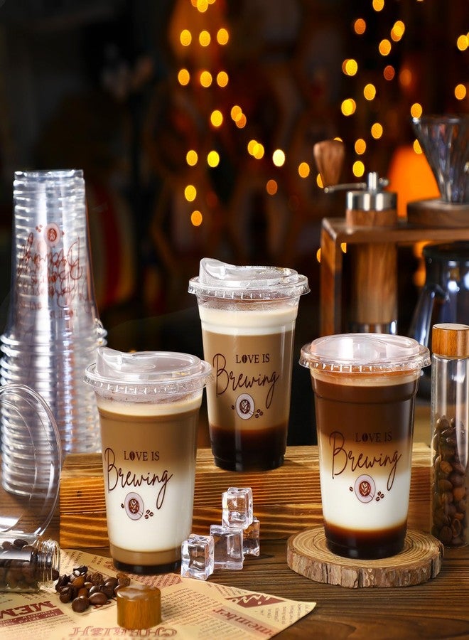 Willinglong 50 Pack Love Is Brewing Bridal Shower Cups Wedding Coffee Cups with Strawless Sip Lids 12 oz Love Is Brewing Iced Cup Disposable Cup for Reception Guests Bar Supplies Anniversary - Image 2
